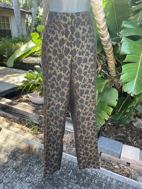 Chicos  leopard print gold, metallic brocade pants
